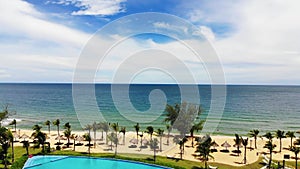 Aerial view of Swimming pool in the resort at Phu Quoc, Vietnam.