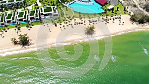 Aerial view of Swimming pool in the resort at Phu Quoc, Vietnam.