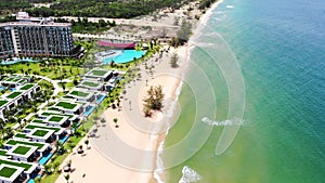 Aerial view of Swimming pool in the resort at Phu Quoc, Vietnam.