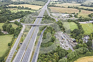 Aerial view of the existing M4 Juntion 15 near Swindon before improvement work starts later this year