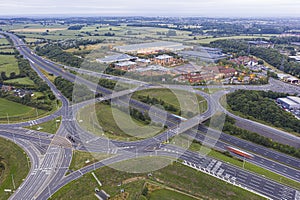 Aerial view of the existing M4 Juntion 16 near Swindon after recent improvement works last year