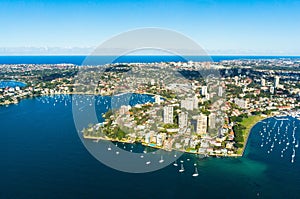 Aerial view on Sydney, Double bay harbourside area