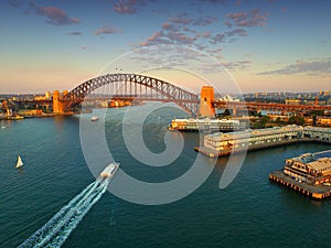 Aerial View Sydney Harbour on Dusk