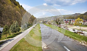 Aerial view of Szczawnica, one of the oldest spa resorts in Poland