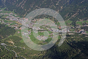 Aerial view of SÃ¶lden in the Ã–tztal valley of Tyrol, Austria.