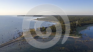 Aerial view of the Tahkuna Lighthouse located in the Tahkuna Peninsula