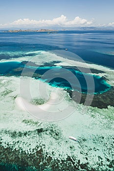 Aerial view of Taka Makassar island in Komodo national park, Indonesia