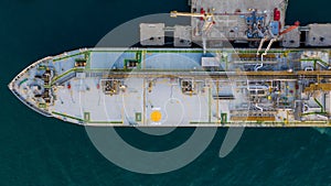 Aerial view tanker park offshore at oil terminal commercial port for transfer crude oil to oil refinery, Global business logistic