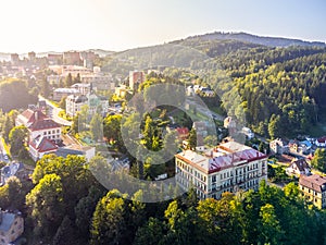 Aerial view of Tanvald in Jizera Mountains