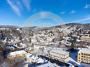 Aerial view of Tanvald on sunny winter day