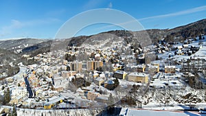 Aerial view of Tanvald on sunny winter day