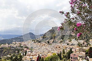 Aerial view of Taormina, Sicily, Italy