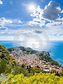 Aerial view of Taormina, Sicily, southern Italy