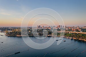 Aerial view of Taranto city in the morning