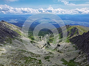 Aerial view from Tatra Mountains over northern Slovakia