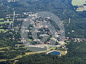 Aerial view of Tatranska Lomnica in Tatras, Vysoke Tatry, Slovakia