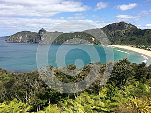 Aerial view of Taupo Bay in Northland, New Zealand