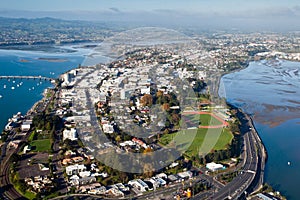 Aerial view of Tauranga City Harbour, New Zealand photo