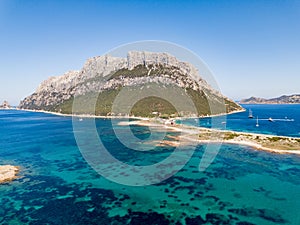 Aerial view of Tavolara Island from Porto San Paolo,Gallura,Sardinia