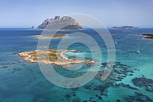 Aerial view of Tavolara Island in Sardinia