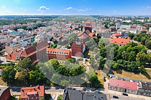 Aerial view of Tczew city over Wisla river in Poland photo