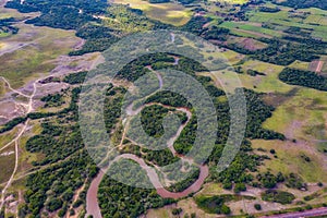 Aerial view of the Tebicuary River in Paraguay between Natalicio Talavera and Mauricio JosÃÂ© Troche from a height of 500 meters.