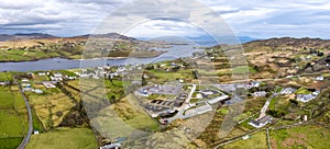 Aerial view of Teelin in County Donegal, Ireland