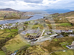 Aerial view of Teelin in County Donegal, Ireland