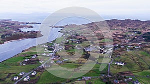 Aerial view of Teelin in County Donegal, Ireland