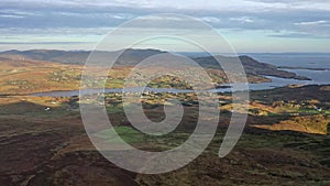 Aerial view of Teelin in County Donegal on the Wild Atlantic Way in Ireland - Seen from Slieve League