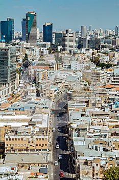 Aerial view of Tel Aviv skyscrapers cityspace
