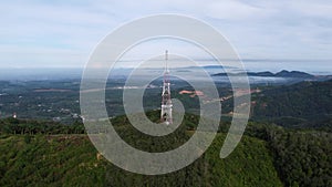 Aerial view telecommunication tower