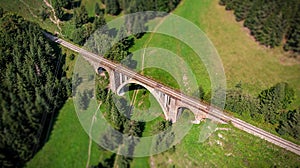 Aerial view on Telgartsky viaduct, Telgart