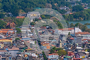 Aerial view of the Temple of the sacred tooth relic in Kandy, Sr