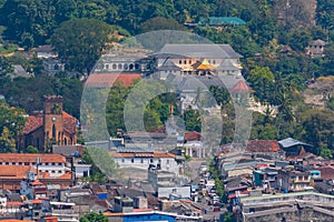 Aerial view of the Temple of the sacred tooth relic in Kandy, Sr