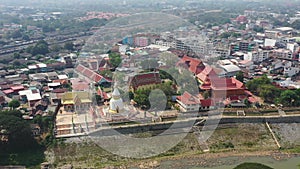Aerial view of temple in saraburi central of thailand