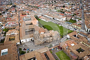 Aerial view of The Temple of the Sun of the Incas named Coricancha Qorikancha