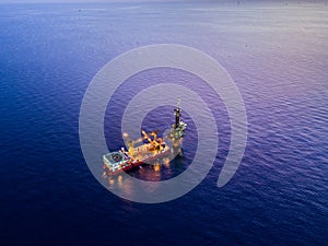 Aerial View of Tender Drilling Oil Rig Barge Oil Rig