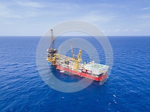 Aerial View of Tender Drilling Oil Rig Barge Oil Rig