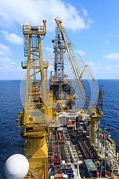 Aerial View of Tender Drilling Oil Rig (Barge Oil Rig)