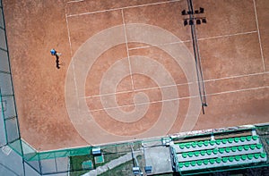 Aerial view of tennis game on court