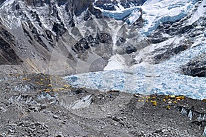 Aerial view of tents at Everest Base Camp, Nepal
