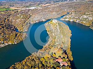 Aerial view of Ter river, Catalonia