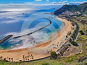 Aerial view of Teresitas Beach in Tenerife, Canary Islands, Spain