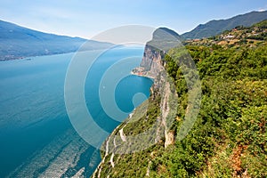 Aerial view from Terrazza del Brivido viewpoint upon Lake Garda