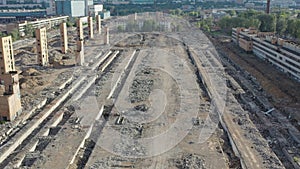 Aerial view on the territory of the demolished unprofitable automobile plant