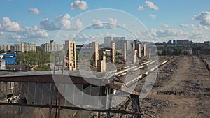 Aerial view on the territory of the demolished unprofitable automobile plant