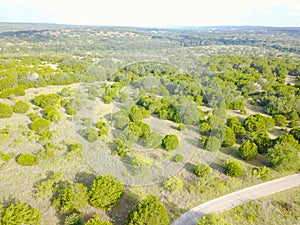 Aerial view Texas Ranch in summer time