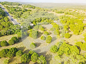 Aerial view Texas Ranch in summer time