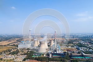 Aerial view of thermal power plant